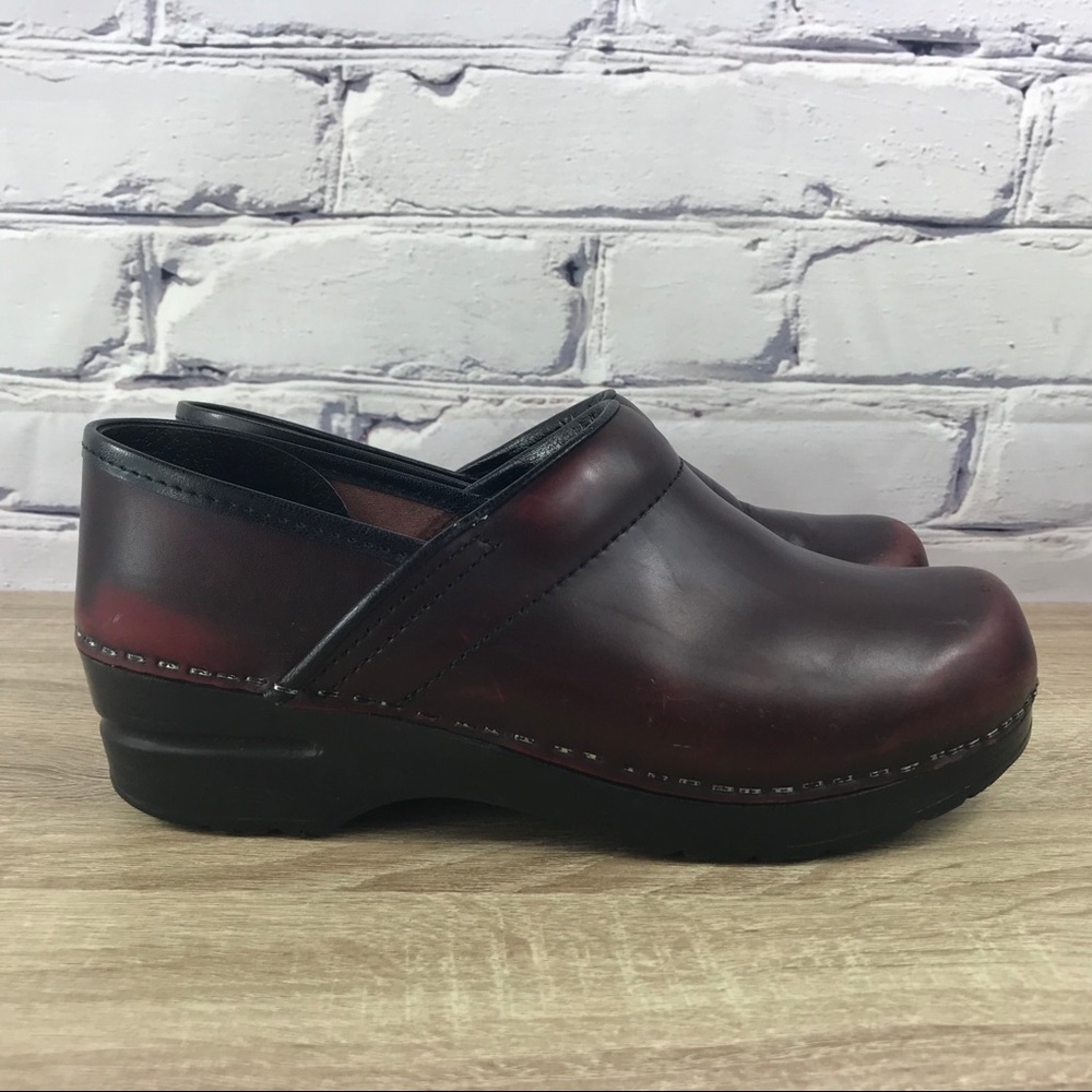 Dansko Brown Leather Slip On Clogs 38